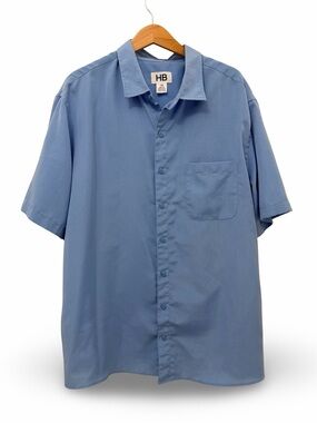 Harbor Bay Men's Checkered Short Sleeve Shirt Blue Size 1XL